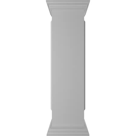 12W X 48H Straight Newel Post With Panel, Peaked Capital & Base Trim (Installation Kit Included)